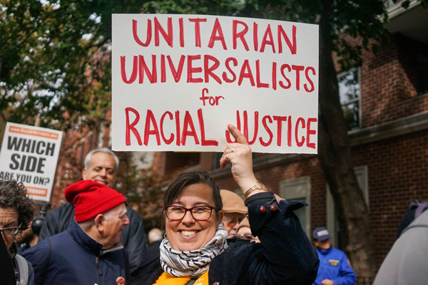 Protester in the Large Rise Up October Demonstration in NYC