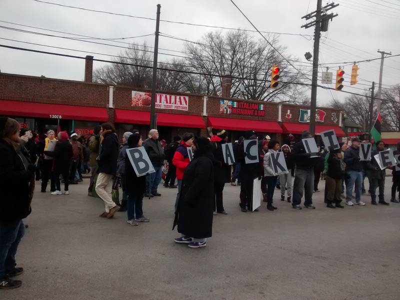 Demonstrators Blocking Lorain and W. 130th during Ferguson Folks’ Visit