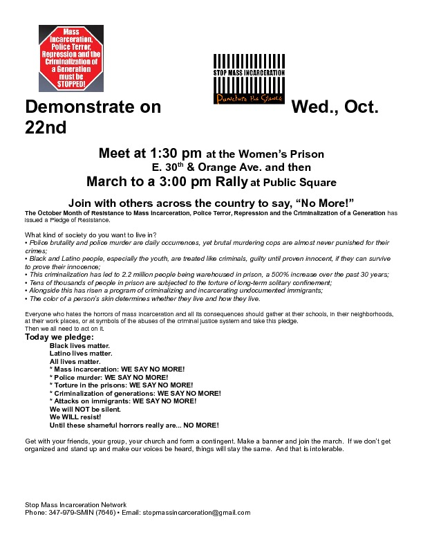 Cleveland October 22, 2014, March of Resistance Flyer