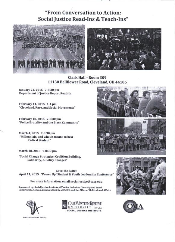 Case Western Reserve University Social Justice Institute Teach-in Flyer