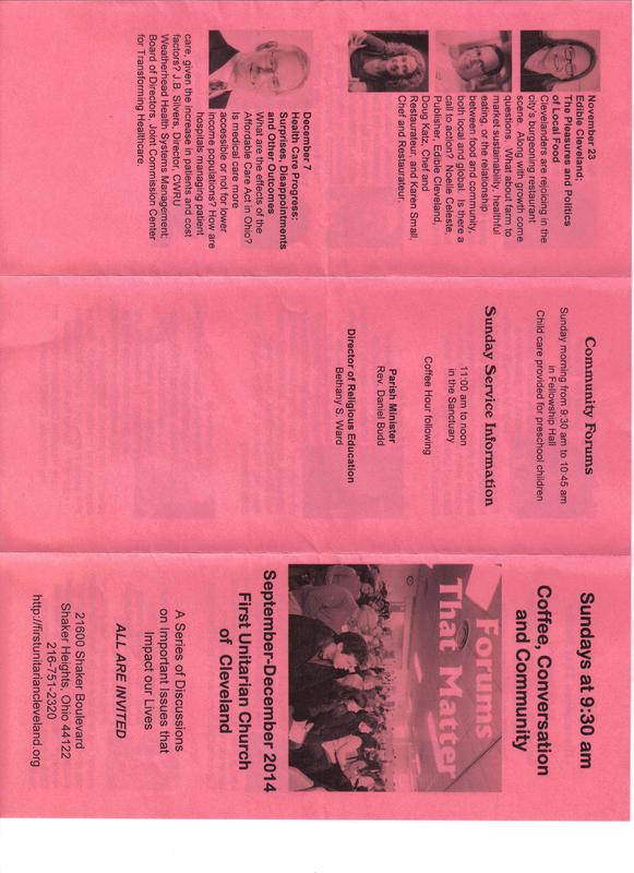 First Unitarian Universalist Church Criminal Justice Forum- Flyer 2 of 2