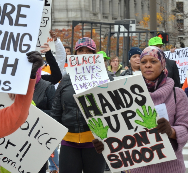 “Hands Up, Don’t Shoot” Sign at October 22, 2014, Rally