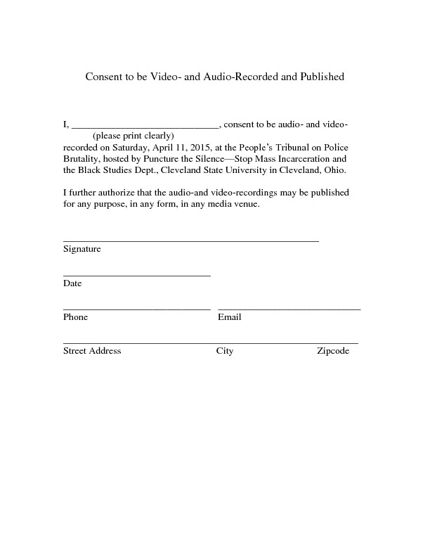 People’s Tribunal on Police Brutality Consent Form