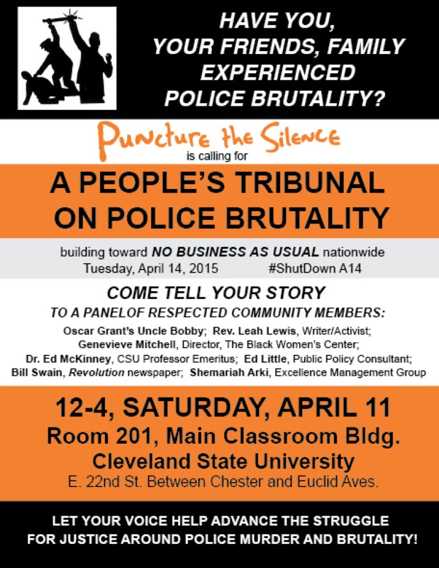 People’s Tribunal on Police Brutality Palm Card