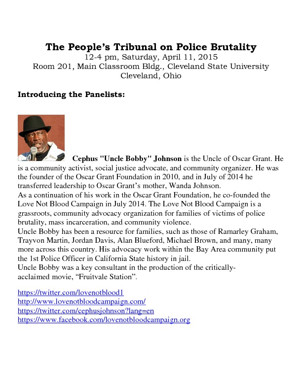 People’s Tribunal on Police Brutality Panelist Bios