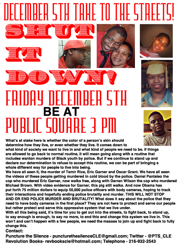 Poster for Dec. 5 Demonstration–Shut it Down!