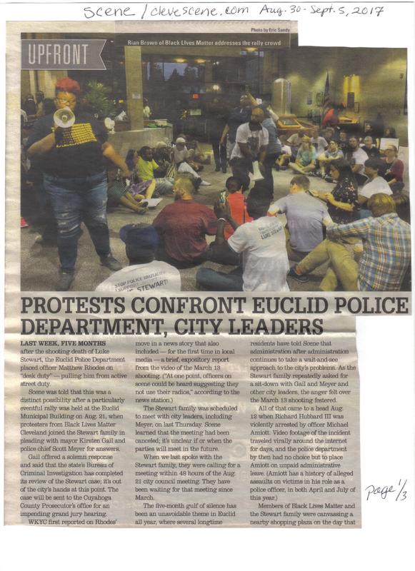 Scene Magazine Article–Protests at Euclid Police Dept.